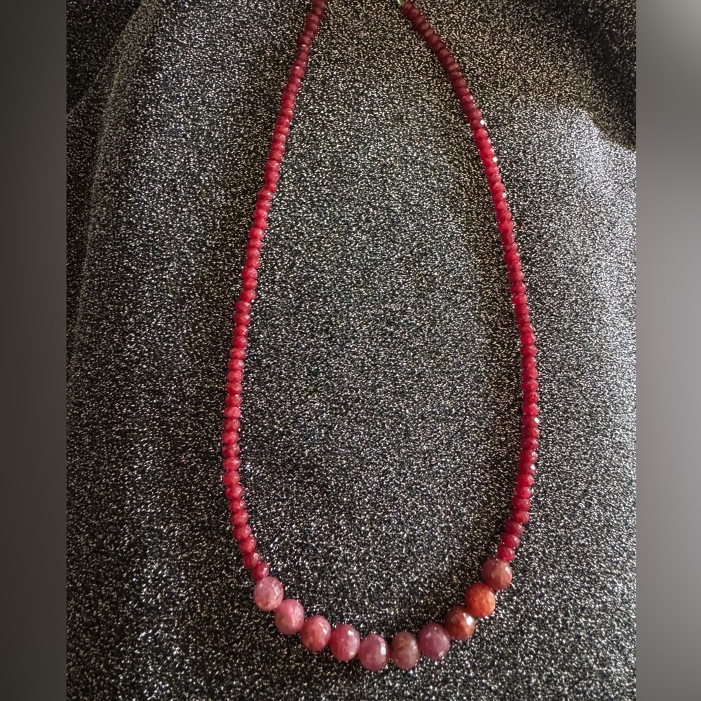 Genuine red Ruby 9mm to 2mm 17ch necklace silver